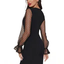 TESSAVEGAS Polka Dot Print Puff Sleeve Sheath Dress image 4