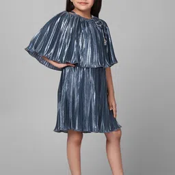 Macwin Girls Off-Shoulder Cape Sleeve Satin A-Line Dress image 4