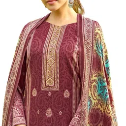 shempire Unstitched Wool Salwar Suit Material Printed image 2
