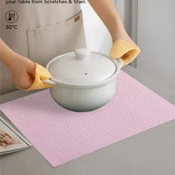 OBSESSIONS 6-Pcs Pink Heat-Resistant Rectangle Table Placemats image 2