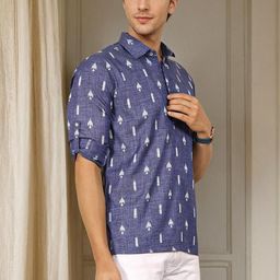 House of Pataudi Paisley Printed Shirt Collar Pure Cotton Kurta-picture-17