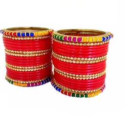 Shasmi Red Glass Artificial Stones Bangle image 2