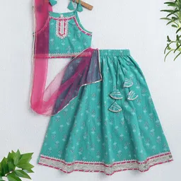 The Magic Wand Girls Printed Gotta Patti Ready To Wear Cotton Lehenga & Blouse & Dupatta-picture-40