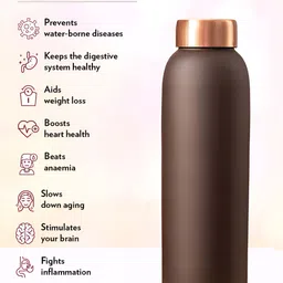BOROSIL Brown & Copper-Toned Set of 2 Copper Solid Water Bottle image 4