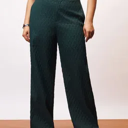 FREAKINS Women Emerald Curve Textured Korean Pants Trousers-image-26
