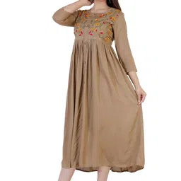 DMP EXPORT Floral Embroidered Fit & Flare Maxi Dress image 3