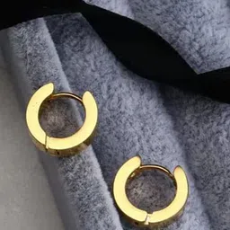 Peora Stainless Steel Gold Plated Circular Shaped Hoop Earrings-picture-38