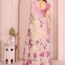 Vastramela Floral Linen Blend Handloom Saree image 2