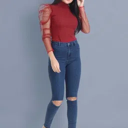 Absorbing Puff Sleeve Crepe Top image 4