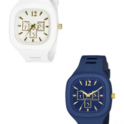 SWADESI STUFF Unisex Dial & Straps Analogue Watch COMBO 131 WHITE BLUE 18-picture-30