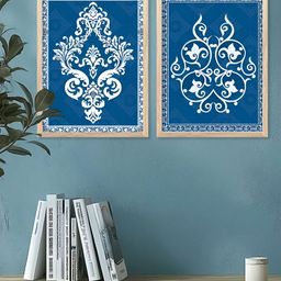 Kotart Brown & Blue 2 Pieces Wood Abstract Wall Paintings-picture-22