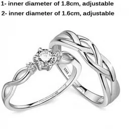 Teeragaj Set Of 2 Stone Studded Adjustable Finger Ring-image-86