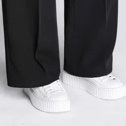 Next One Women Smart Straight Fit High-Rise Easy Wash Pleated Trousers image 2