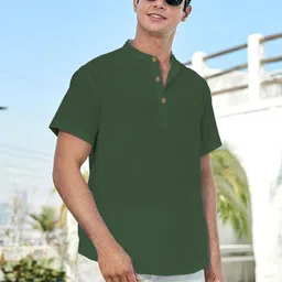 EdinWolf Men India Slim Fit Band Collar Solid Cotton Casual Shirt-image-98