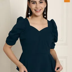 Metronaut Women Pack Of 2 Round Neck Puff Sleeve Regular Top-picture-23