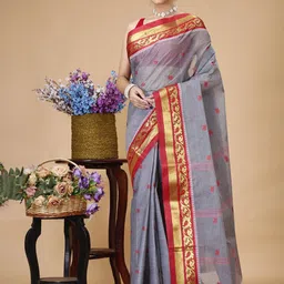 SLAGHA Woven Design Zari Pure Cotton Taant Saree-image-24