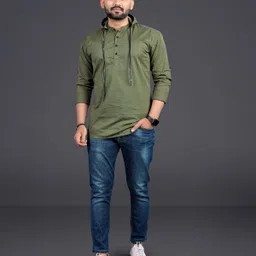 spoque Men Washed Cotton Blend Straight Kurta image 5