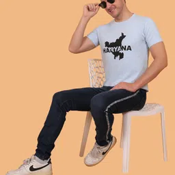 zulx Men Printed, Typography Round Neck Pure Cotton White T-Shirt image 2