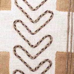 Aawrun Beige & Brown Embroidered Cotton Square Cushion Cover image 3