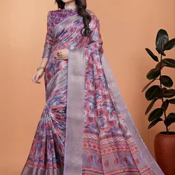 DIVASTRI Floral Printed Zari Banarasi Saree image 5