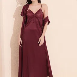 Arela Women Printed Knee Length Night Dress With Robe-picture-30