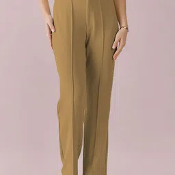 Dream Beauty Fashion Women Straight Fit High-Rise Easy Wash Pleated Trousers-picture-24