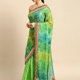 KALINI Green Pure Chiffon Bandhani Sarees image 2