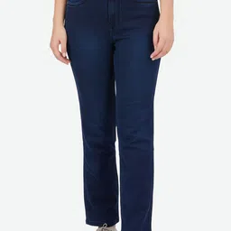 FCK-3 Women Brooklyn Mid-Rise Flared Light Fade Dark ShadeStretchable Jeans-image-2