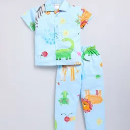 NAUTI KIDZ Boys Pure Cotton Printed  Shirt Collar Short Sleeves Night suit-picture-57