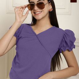 Metronaut Pack Of 2 Solid Puff Sleeve Peplum Top-picture-45