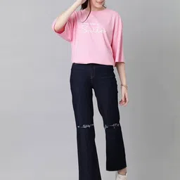 Kotty Women Typography Printed Drop-Shoulder Sleeves T-shirt-picture-40