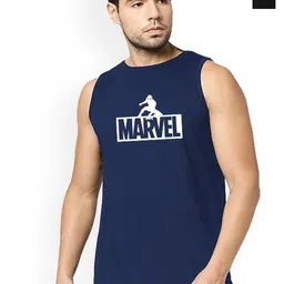 Organic Chics Pack Of 2 Printed Cotton Tank Vests Black Avenger - Navy Spider_S-picture-19