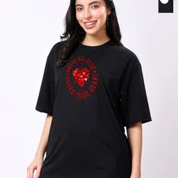 TQH Pack Of 2 Floral Printed Embellished Oversized Cotton T-shirts-image-13