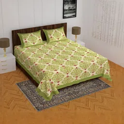 RRW White Floral 180 TC King Bedsheet with 2 Pillow Covers-picture-32