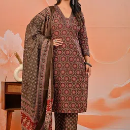 Khatri Creations Women Floral Printed Regular Pure Cotton Kurta & Palazzos With Dupatta-picture-10