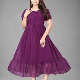 QENA Women Puff Sleeve Fit & Flare Midi Dress image 4