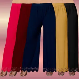 kiran impex Pack of 5 Women Straight Fit Multicolor Lycra Blend Trousers-picture-20