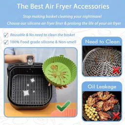 sarang 6.8 inch Air Fryer Reusable Silicone Pot Non-Stick Silicone Airfryer Tray Airfryer Tray image 2