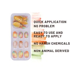 LICK 30 Pcs Tie & Dye Oval French Manicure Artificial Reusable Nails - LKB-89-9 image 3