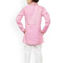 BAESD Boys Embroidered Thread Work Straight Cotton Kurta With Pyjamas image 4