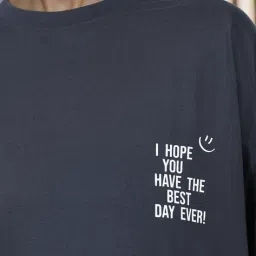 Shein Drop Shoulder Typographic Back Print Oversized Fit Tshirt image 4