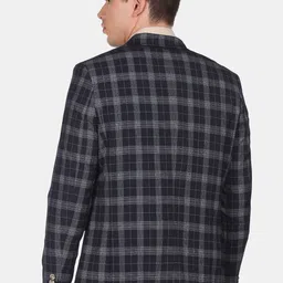 Arrow Men Blue Checked Single-Breasted Blazers image 5