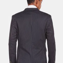Arrow Men Blue & Grey Striped Single Breasted Formal Blazer image 4