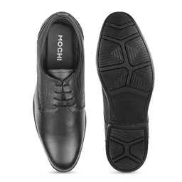 Mochi Men Black Solid Leather Formal Derbys image 3