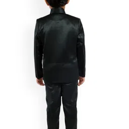 FOURFOLDS Boys Green Solid Bandhgala Suits image 3