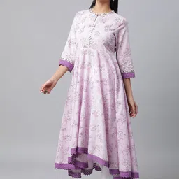 AURELIA Ethnic Motifs Printed Pure Cotton Anarkali Kurta image 4