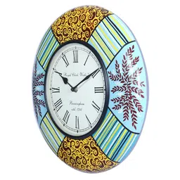Aapno Rajasthan Blue & Yellow Printed Contemporary Wall Clock image 4