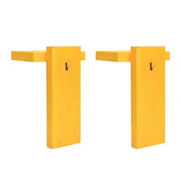 AAKRITI ART CREATIONS Set Of 2 Yellow & Blue Patterned Shelves With Terracotta Miniatures image 4