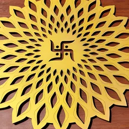 World Wide Kart Gold Toned Wooden Swastika Round Om Chakra Hanging Wall Decor image 4