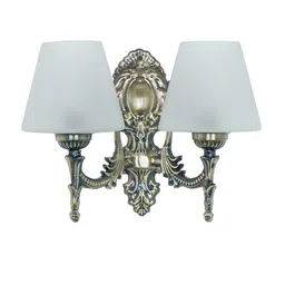 Fos Lighting White 2-Light Steel Wall Lamp with Tapered Frosted Glass Shade image 4